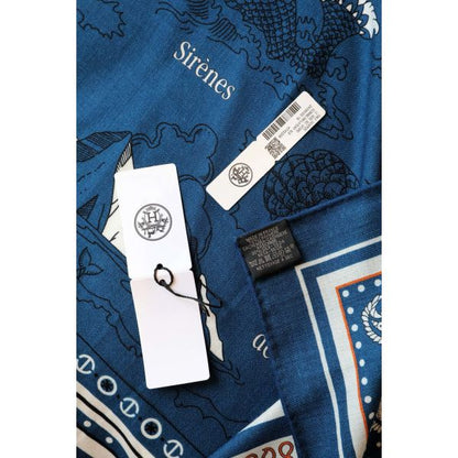 HERM Blue Tatouages Marins Bandana Shawl 140