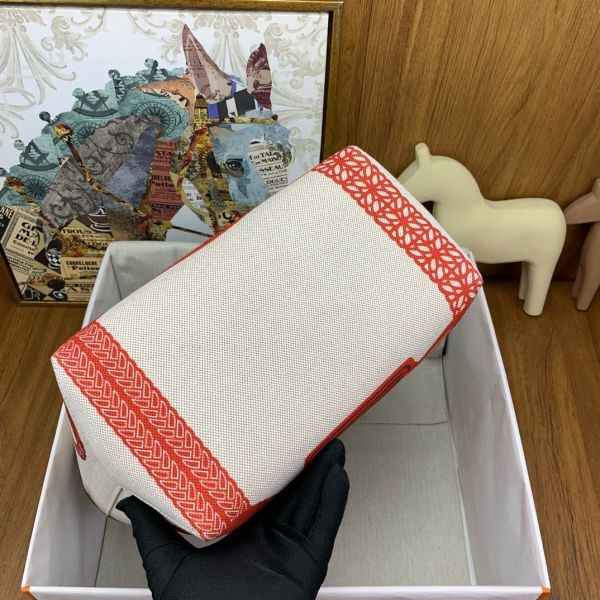 HERM Steeple 25 Bag in H Plume Canvas with Fantaisie d'Etriers