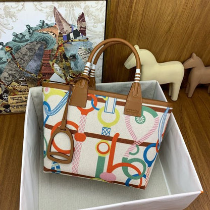 HERM Steeple 25 Bag in H Plume Canvas with Clic Clac Panoplie Equestre