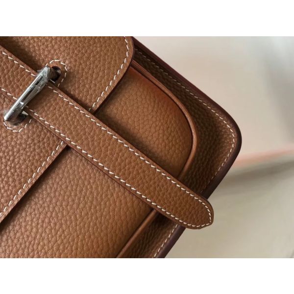 HERM Steve 35 Messenger Bag In Brown Clemence Calfskin