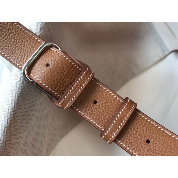 HERM Steve 35 Messenger Bag In Brown Clemence Calfskin