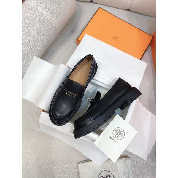 HERM Women's Icone Loafers in Black Calfskin