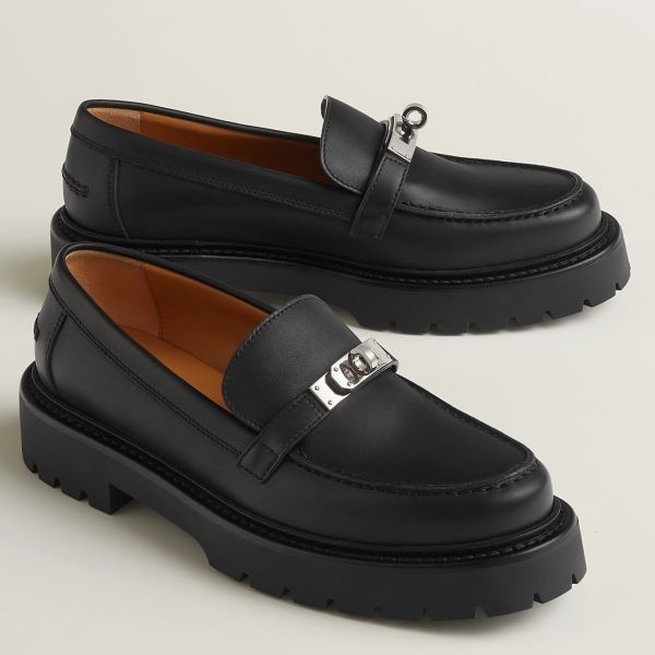 HERM Women's Icone Loafers in Black Calfskin
