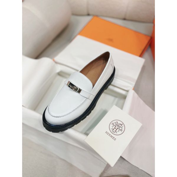 HERM Women's Icone Loafers in White Calfskin