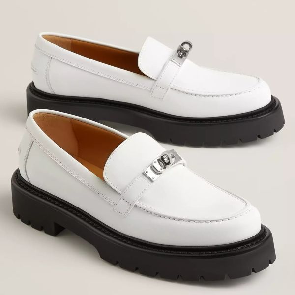 HERM Women's Icone Loafers in White Calfskin
