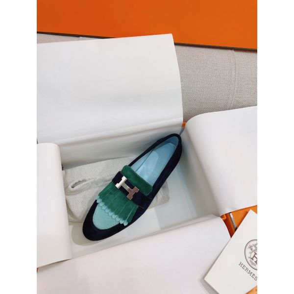 HERM Women's Royal Loafers in Multicolor Suede Leather