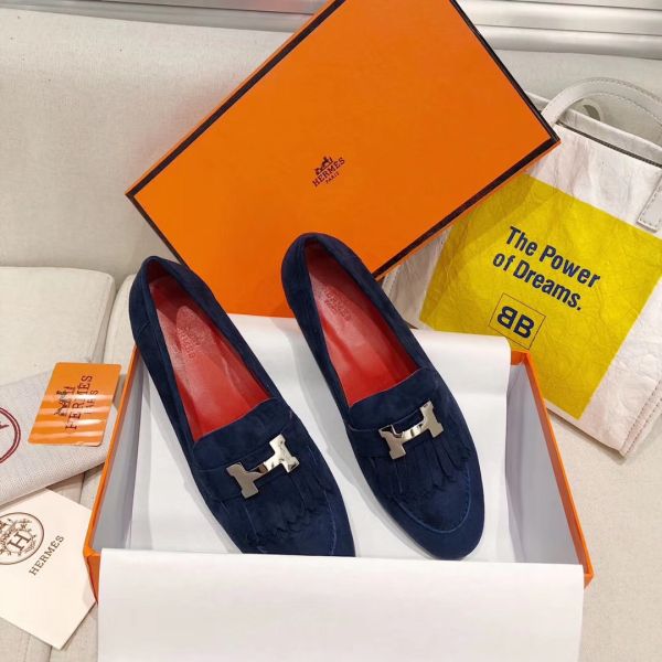 HERM Royal Loafers In Blue Suede Leather