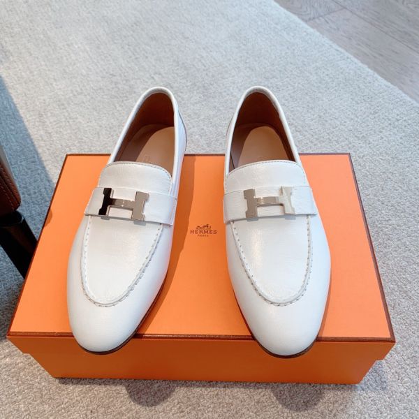 HERM Women's Paris Loafers in White Goatskin
