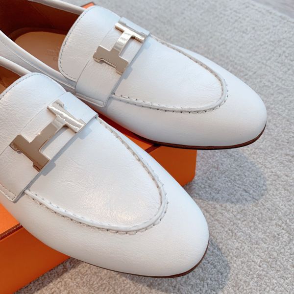 HERM Women's Paris Loafers in White Goatskin