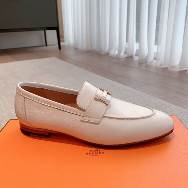 HERM Women's Paris Loafers in White Goatskin