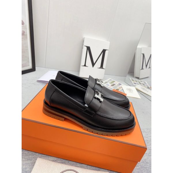 HERM Women's Faubourg Loafers in Black Leather