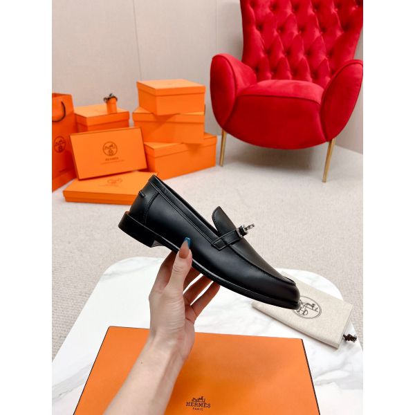 HERM Women's Destin Loafers in Black Leather