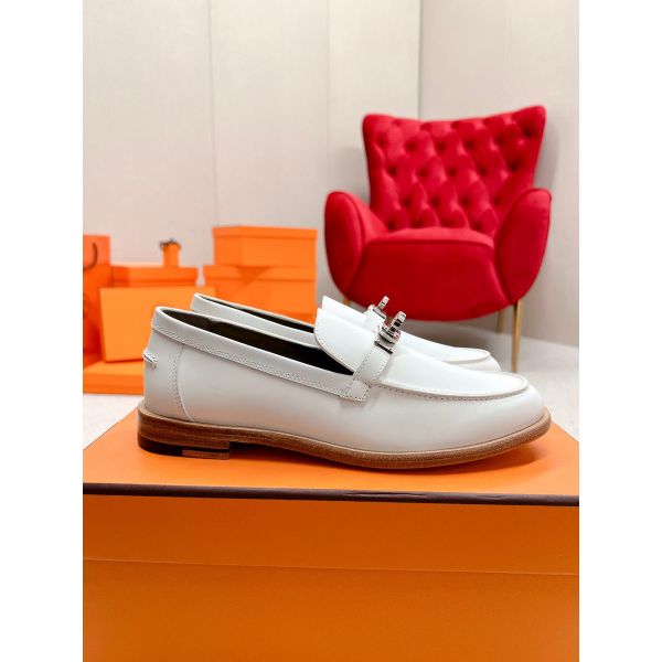 HERM Women's Destin Loafers in White Leather