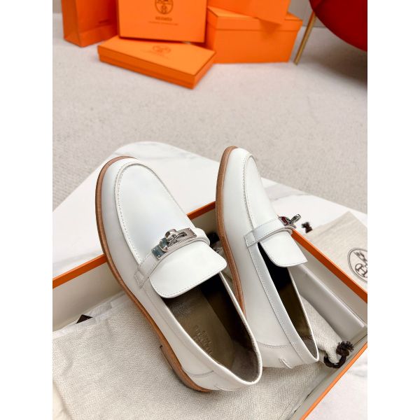 HERM Women's Destin Loafers in White Leather