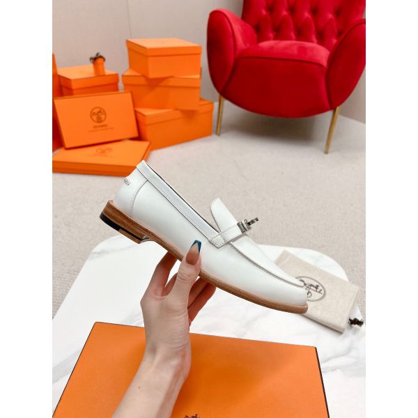 HERM Women's Destin Loafers in White Leather