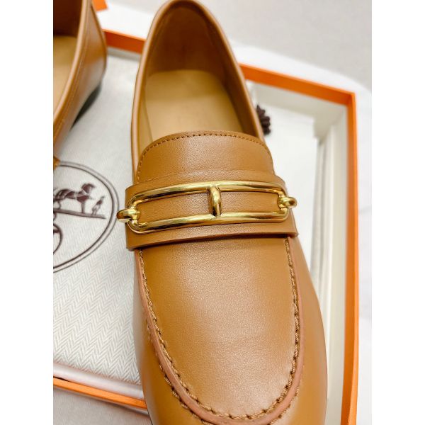 HERM Women's Colette Loafers in Brown Leather
