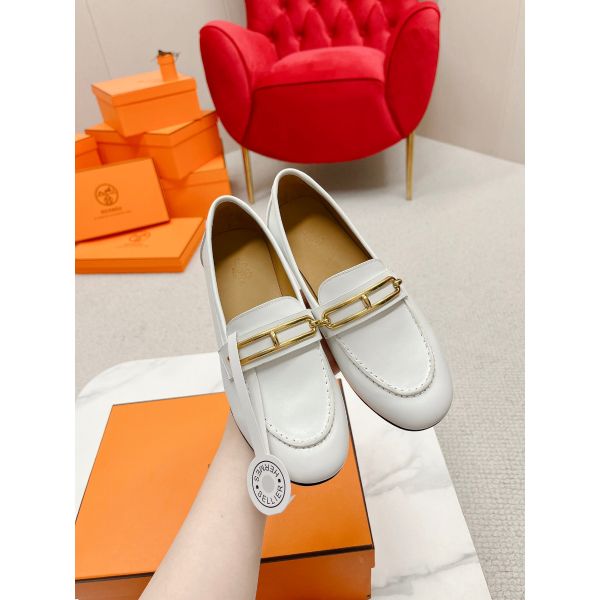 HERM Women's Colette Loafers in White Leather