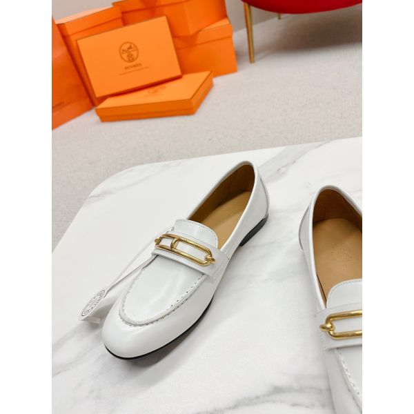 HERM Women's Colette Loafers in White Leather