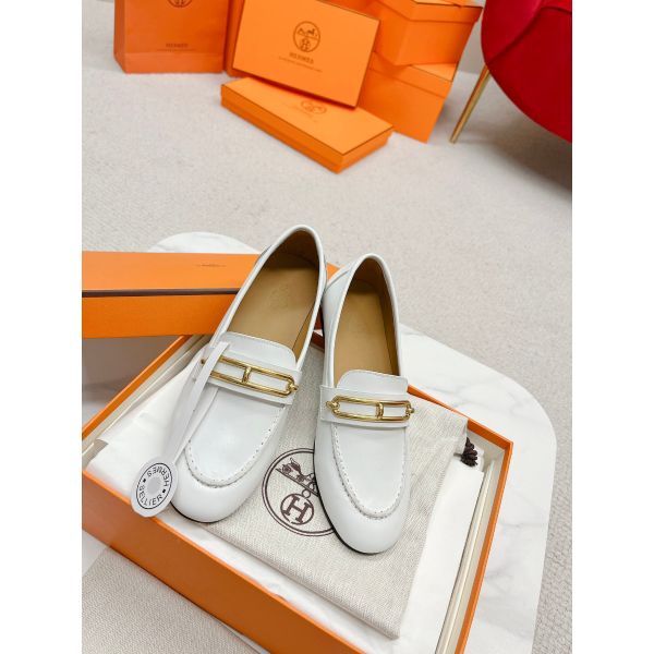 HERM Women's Colette Loafers in White Leather