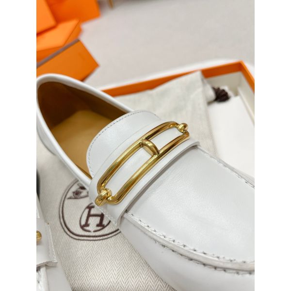 HERM Women's Colette Loafers in White Leather