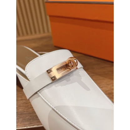HERM Women's Oz Mules in White Calfskin