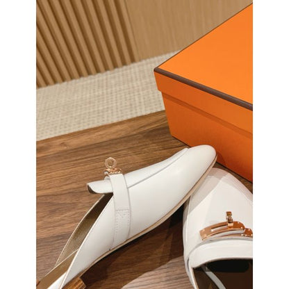 HERM Women's Oz Mules in White Calfskin