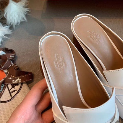 HERM Blossom Mules 60mm In White Goatskin