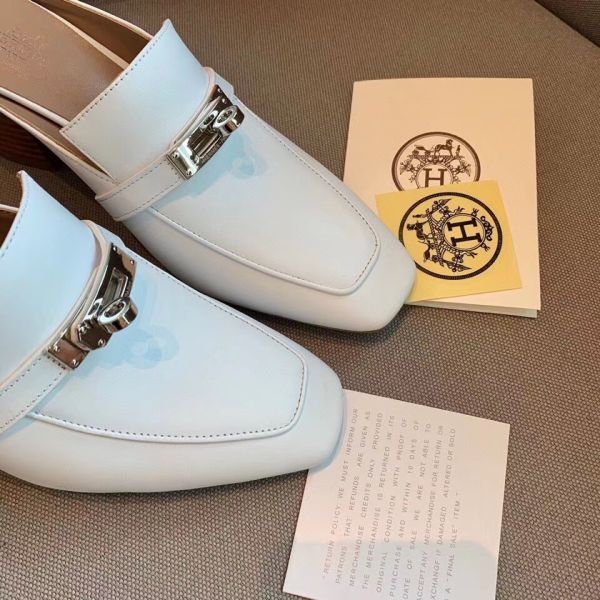HERM Blossom Mules 60mm In White Goatskin