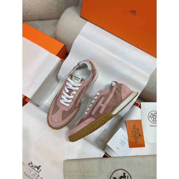 HERM Women's Jet Sneakers in Cancan/Aquarelle Suede Leather