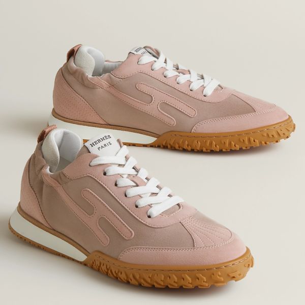HERM Women's Jet Sneakers in Cancan/Aquarelle Suede Leather