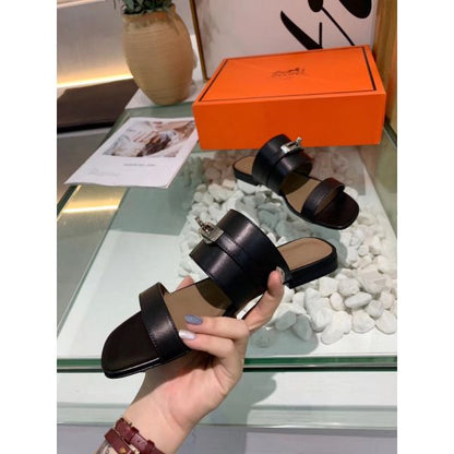 HERM Avenue Sandals In Black Calfskin