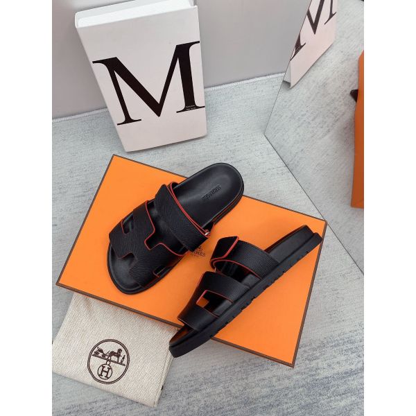 HERM Women's Chypre Sandals In Black Epsom Calfskin