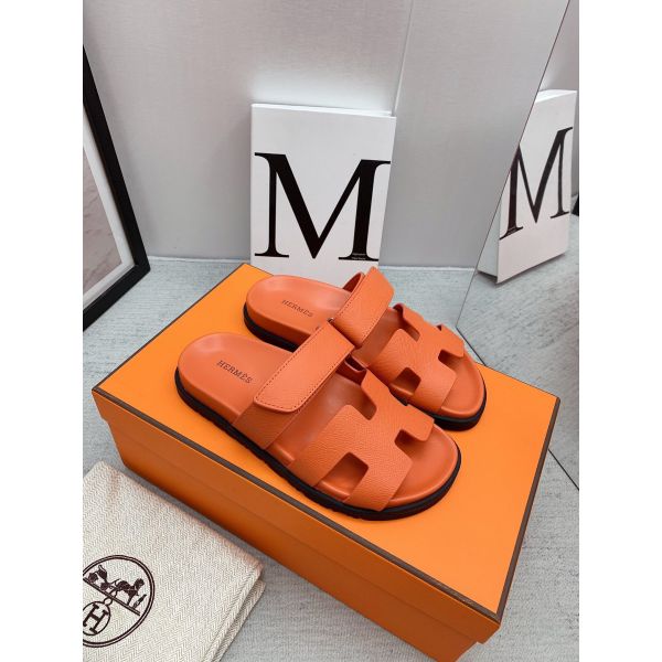 HERM Women's Chypre Sandals In Orange Epsom Calfskin