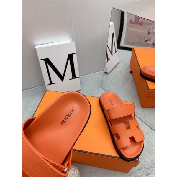 HERM Women's Chypre Sandals In Orange Epsom Calfskin