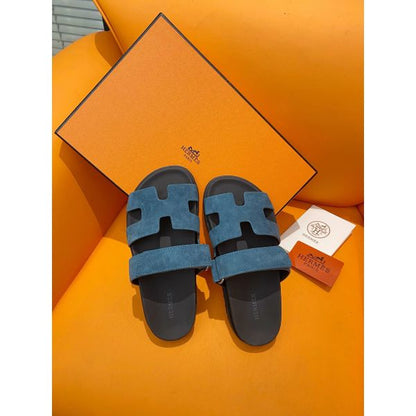 HERM Women's Chypre Sandals In Blue Suede Calfskin