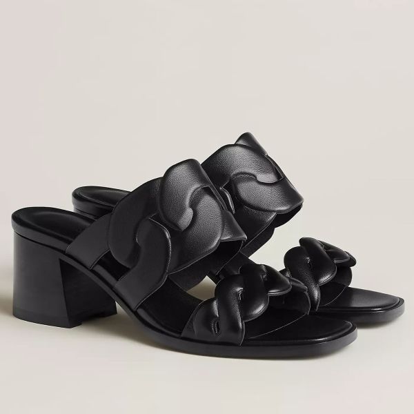 HERM Gaby Sandals 60mm in Black Nappa Leather