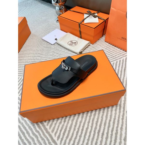 HERM Empire Sandals in Black Calfskin