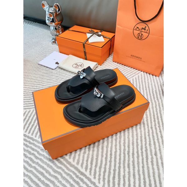 HERM Empire Sandals in Black Calfskin