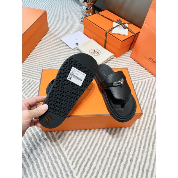 HERM Empire Sandals in Black Calfskin
