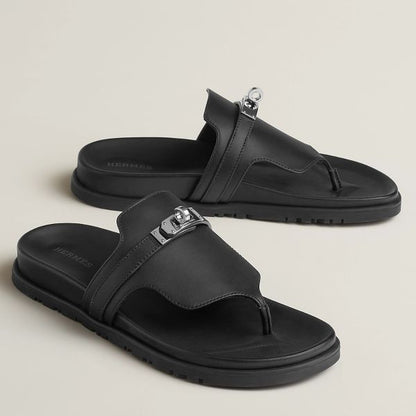 HERM Empire Sandals in Black Calfskin