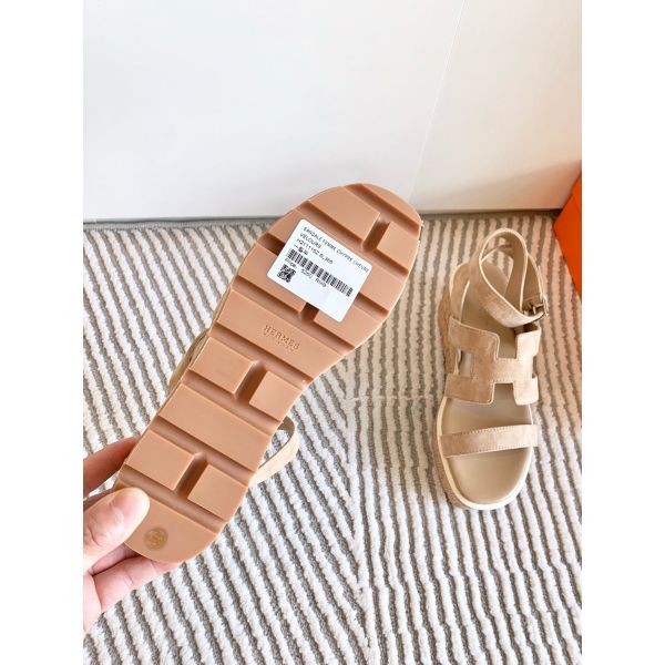 HERM Havane 30 Sandals in Beige Suede Leather
