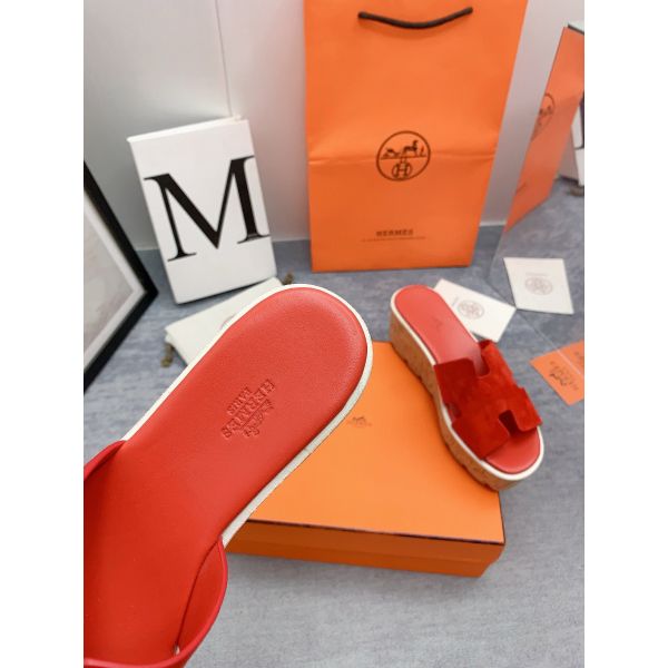 HERM Eze 30 Cork Platform Sandals in Piment Suede Leather