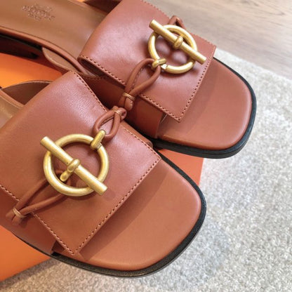 HERM Women's Isle Sandals in Brown Leather
