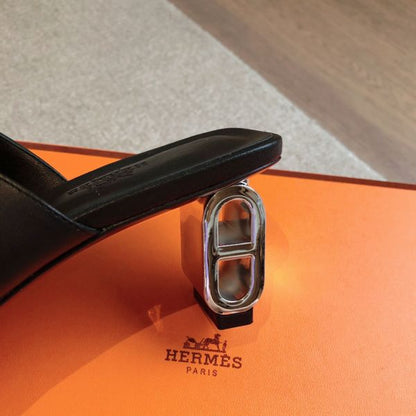 HERM Women's Iconique 60 Sandals in Black Leather