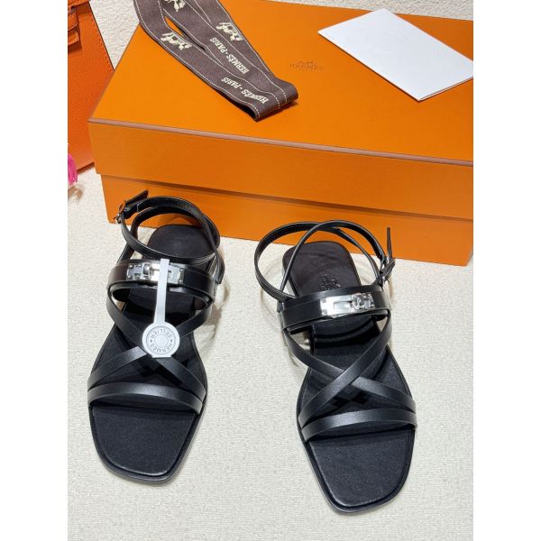 HERM June Sandals in Black Leather