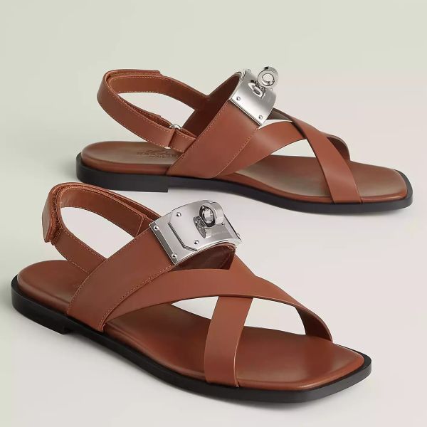 HERM Women's Ines Sandals in Brown Leather