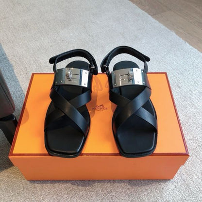 HERM Women's Ines Sandals in Black Leather