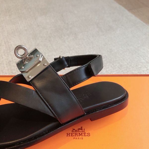 HERM Women's Ines Sandals in Black Leather