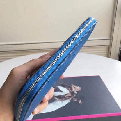 HERM Blue Clemence Azap Zipped Wallet