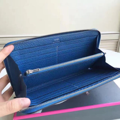 HERM Blue Clemence Azap Zipped Wallet
